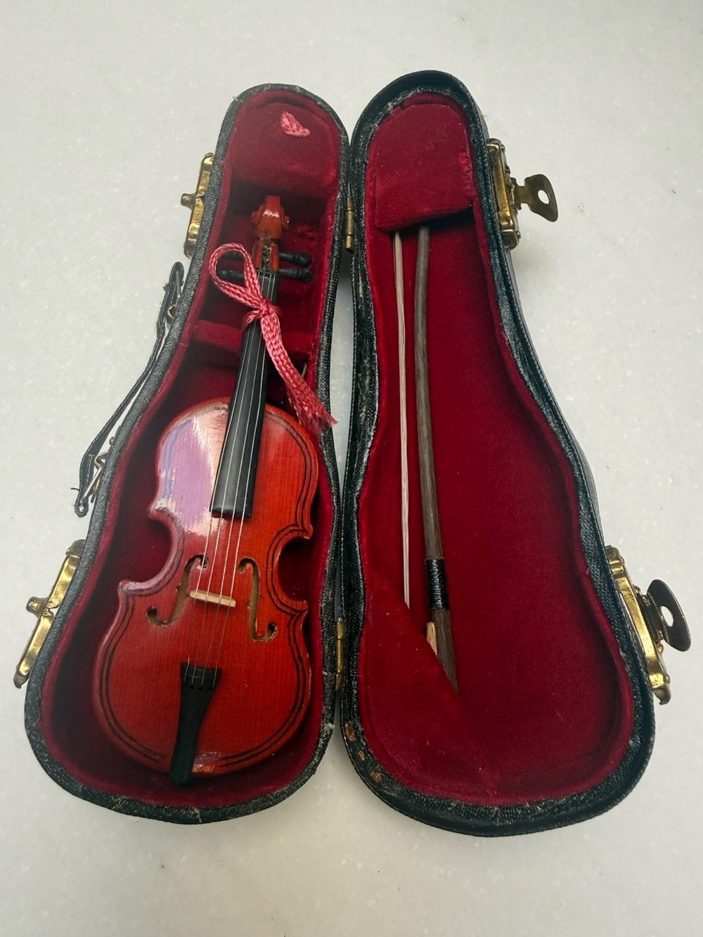 Vintage miniature wood violin with case